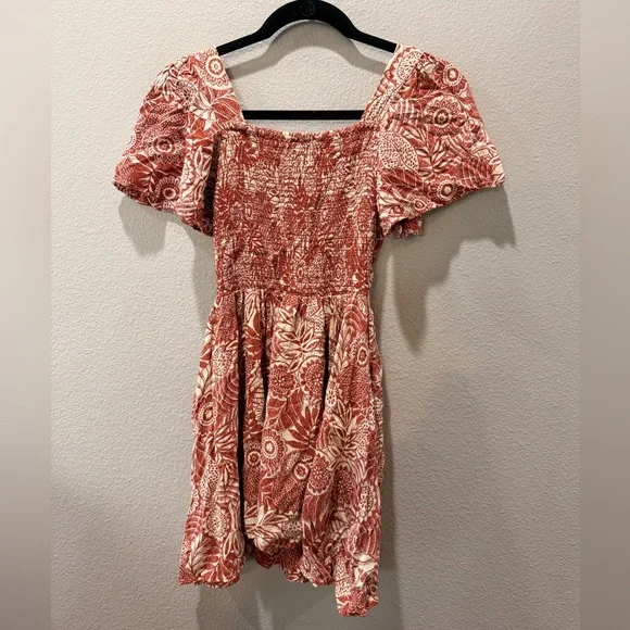 Angie Made in India Ruched Red & Cream Floral Midi Dress – SZ XS ❤️🌸✨ - Picture 3 of 3